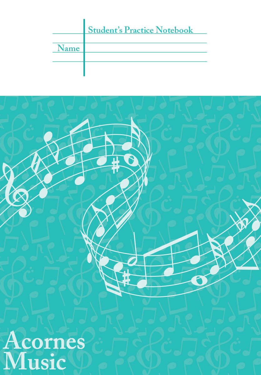 Acornes Music — A 68-page student practice notebook for a music club