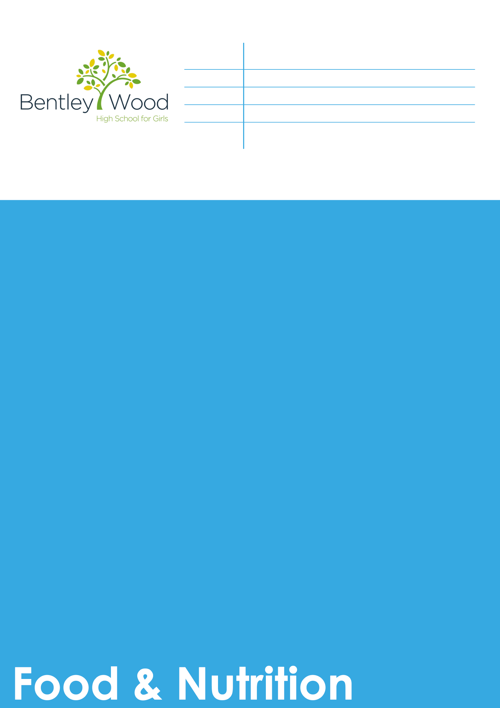 Bentley Wood — A 68-page Food & Nutrition book built around a repeating dish-review spread