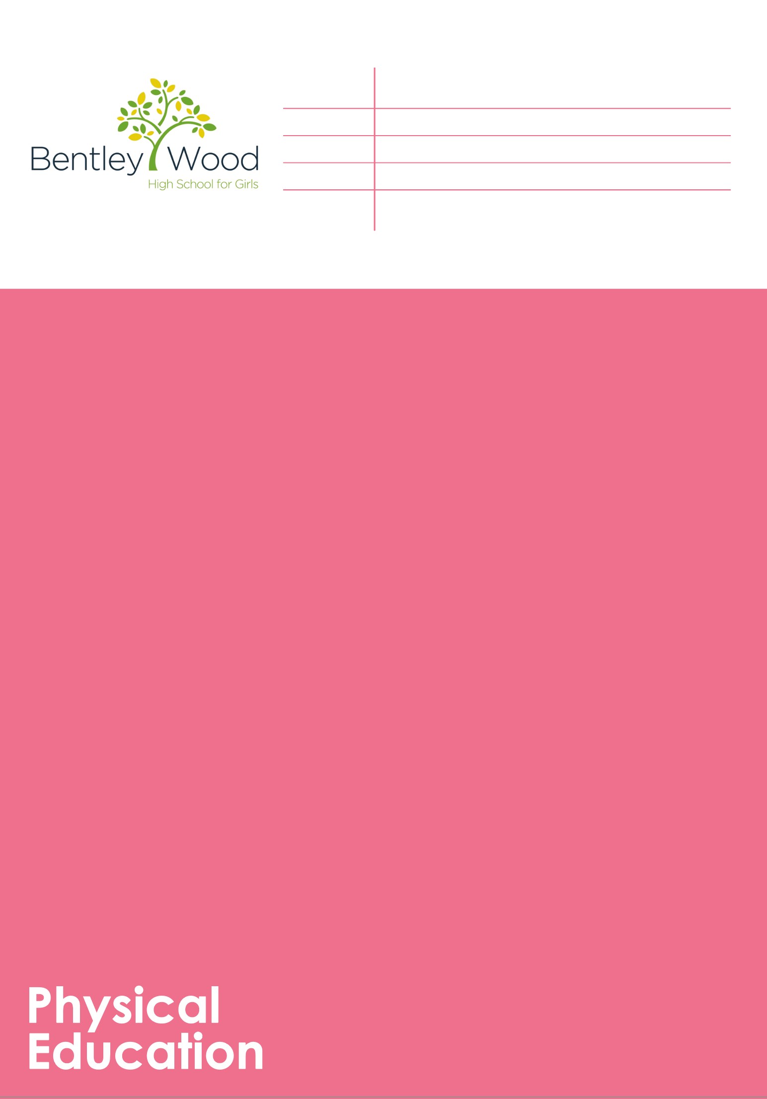 Bentley Wood — A 68-page PE book with the OCR GCSE spec, key terms and body systems built in