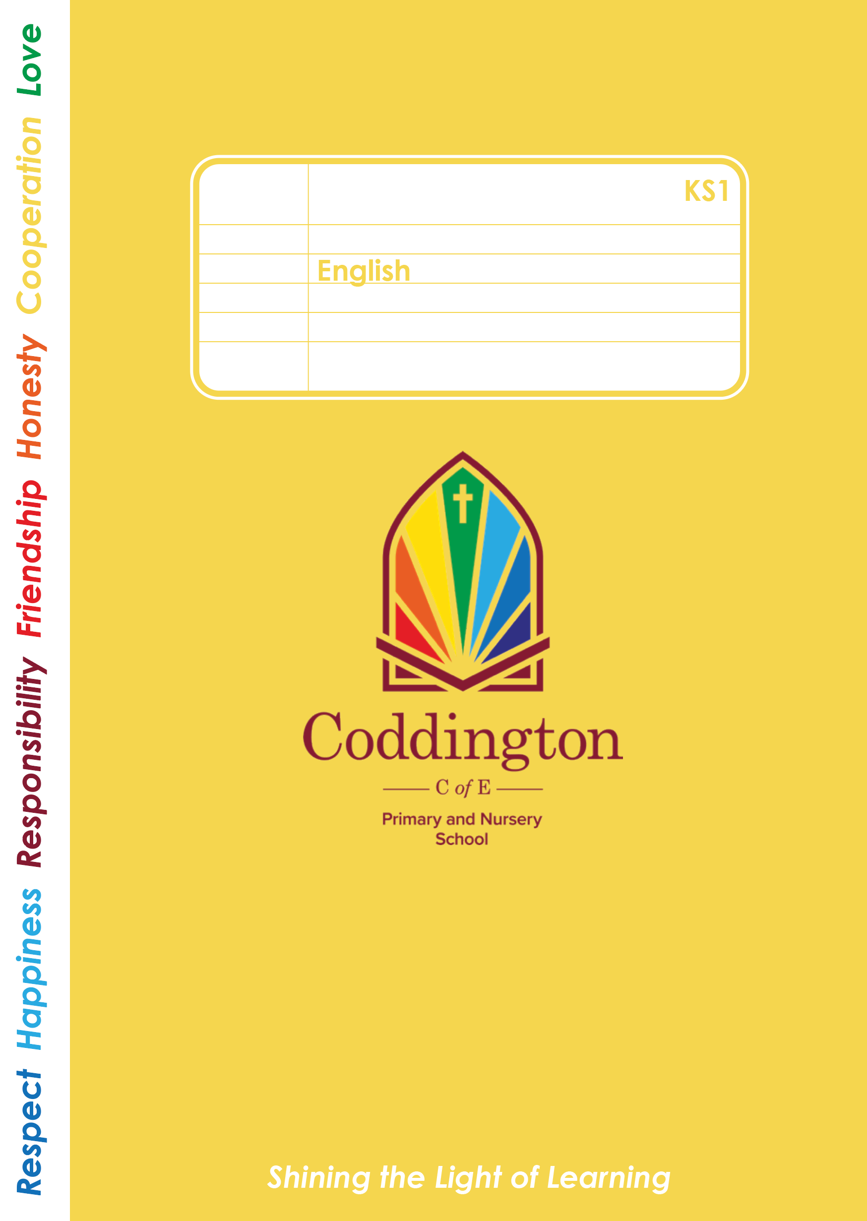 Coddington — A KS1 English handwriting book built around dashed-baseline pages and a Check / Cheer / Challenge feedback strip