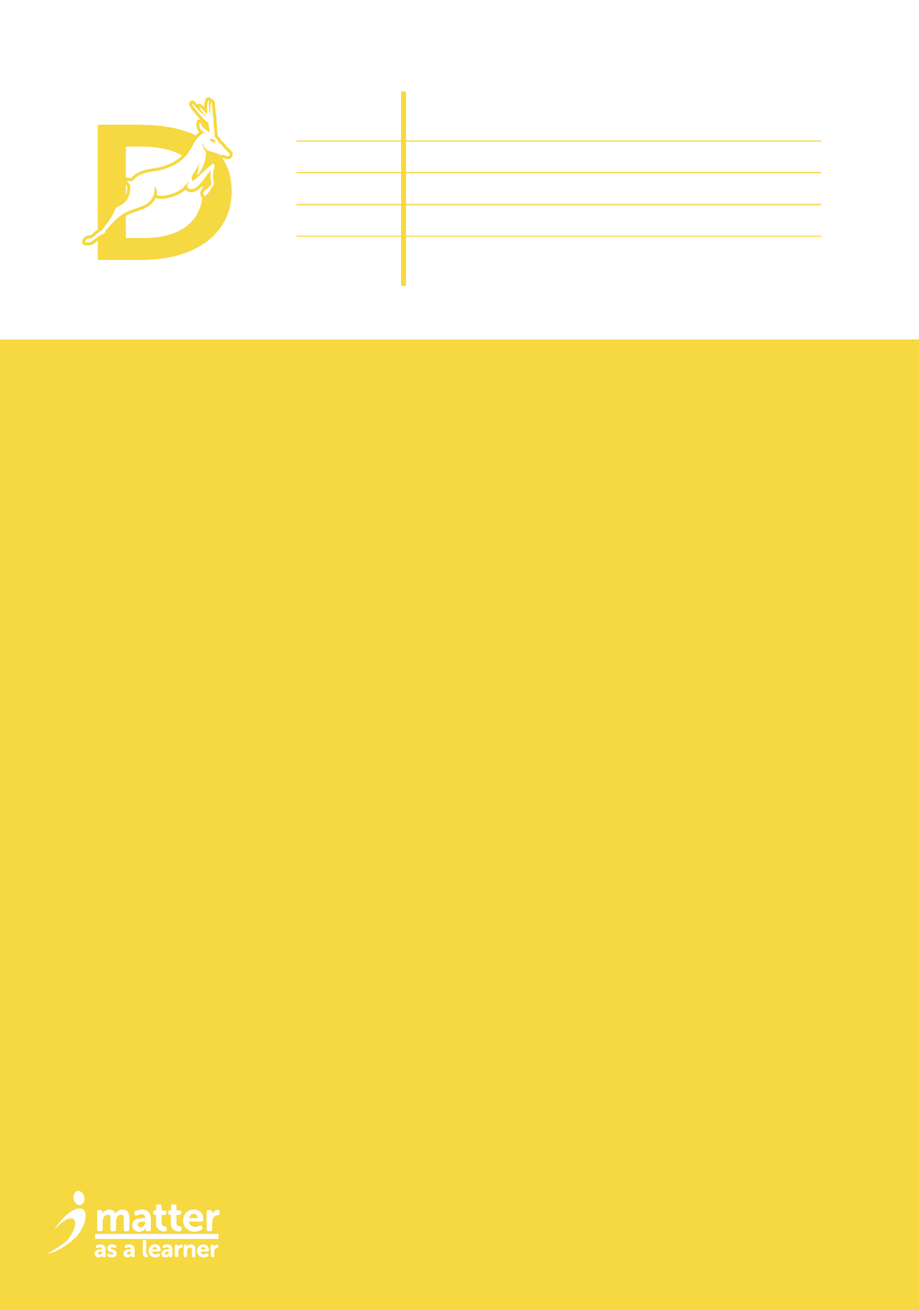 The Deanes School — A lined exercise book built around the school's literacy codes and the "i matter as a learner" ethos
