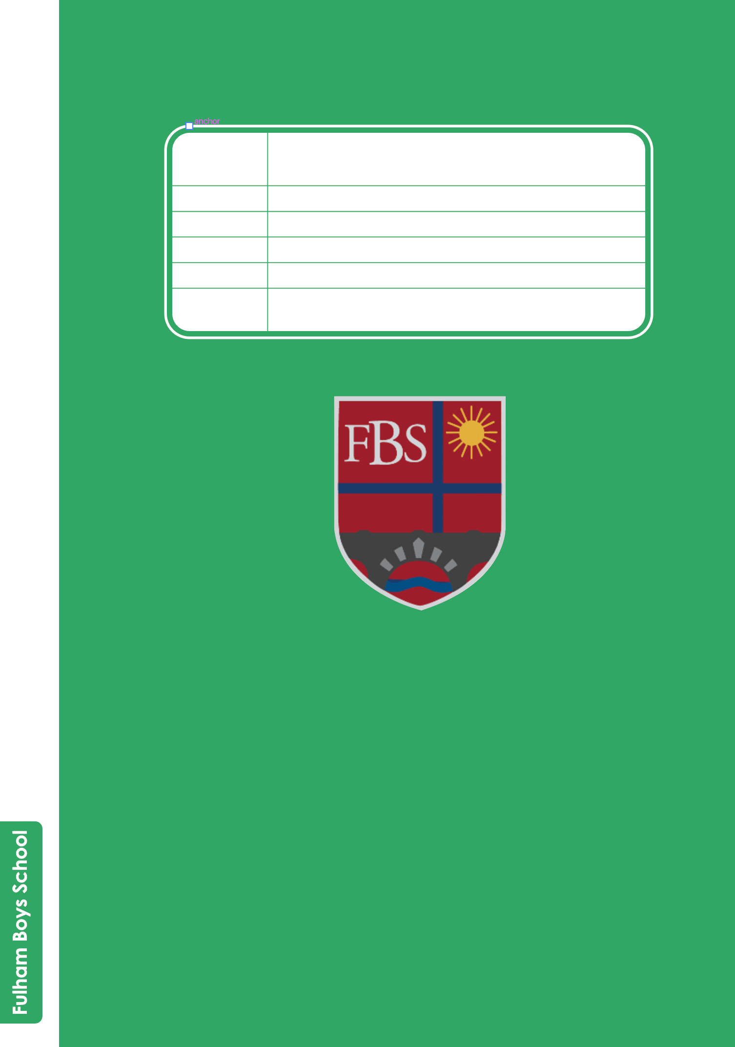 Fulham Boys School — An Art & Design workbook built around assessment, reflection, and creative development