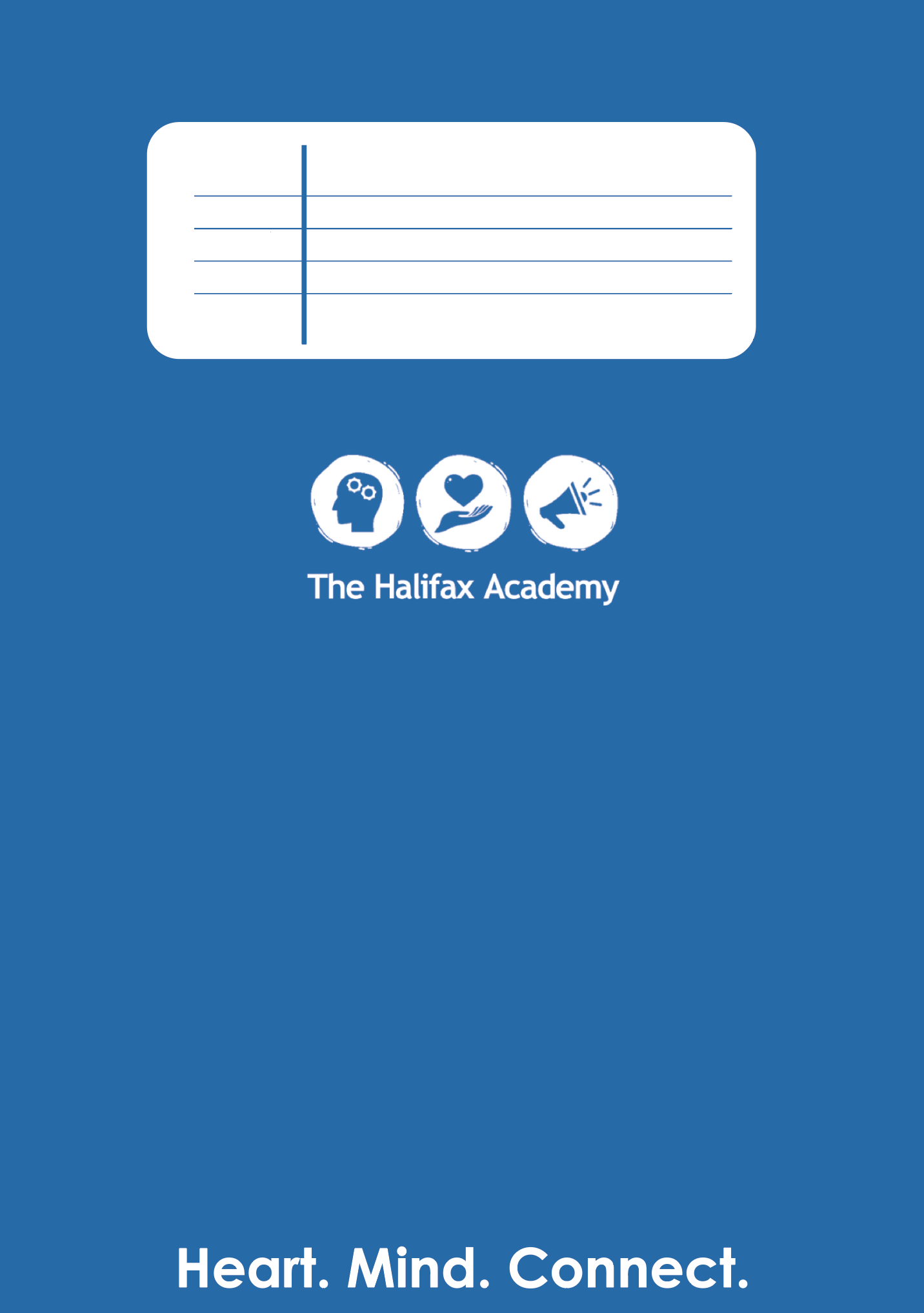 Halifax Academy — A cross-curricular exercise book built around attitudes to learning, literacy, and student reflection