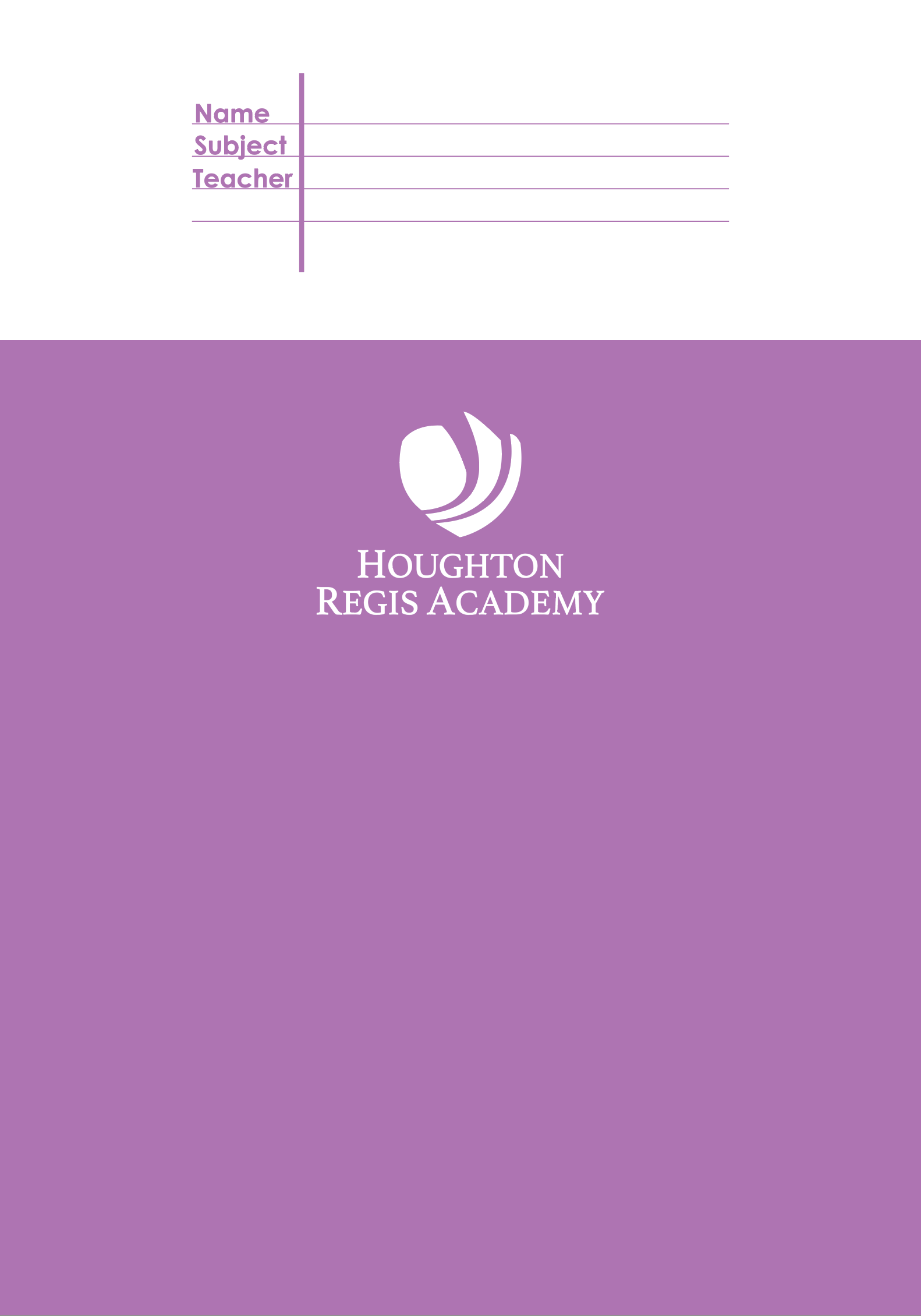 Houghton Regis Academy — A cross-curricular exercise book built around presentation, feedback, and positive learning habits