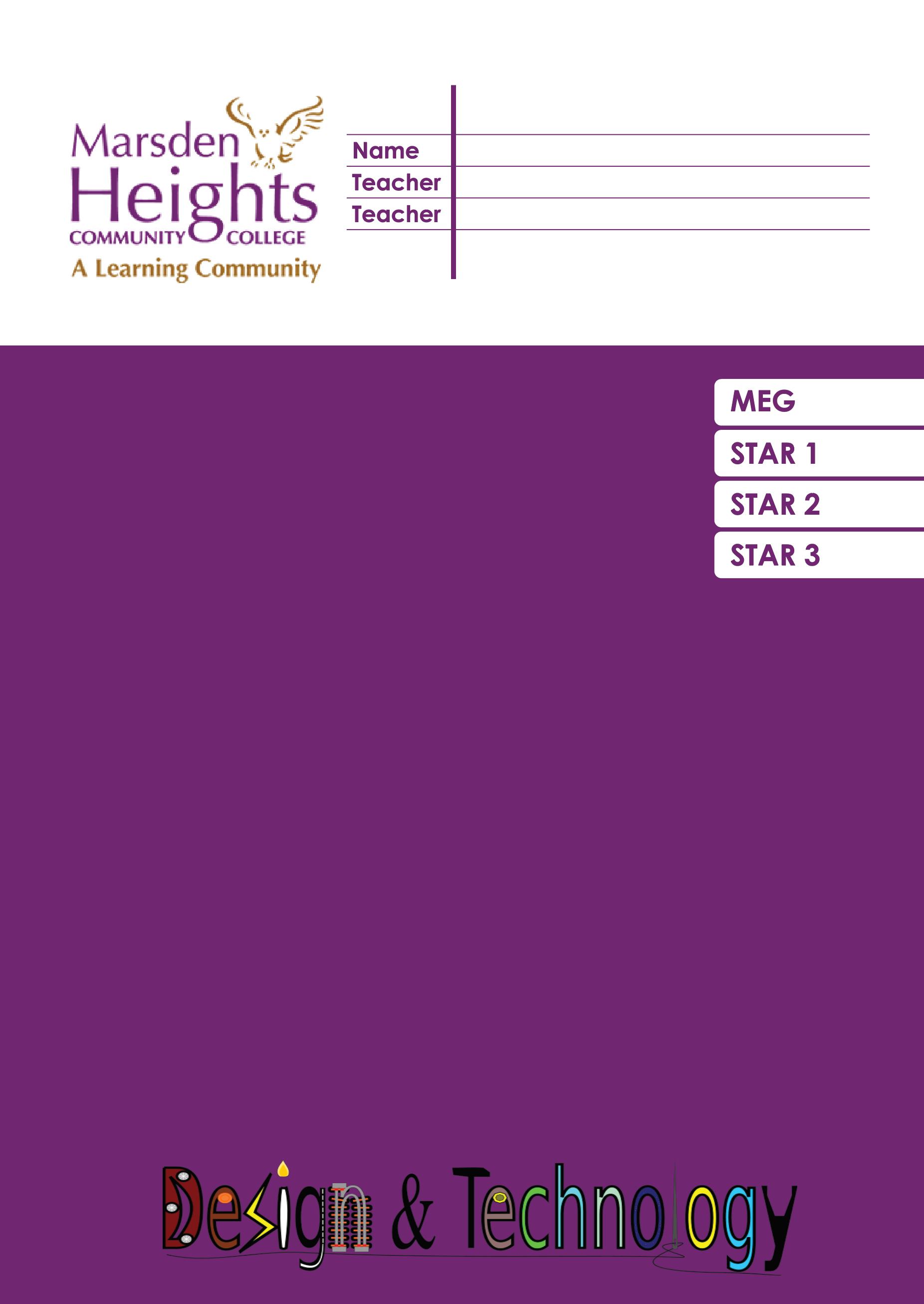 Marsden Heights Community College — A Design & Technology workbook built around routines, product analysis, and independent design thinking